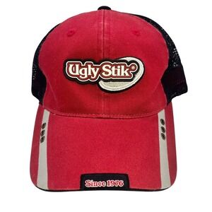 Ugly Stik Fishing‎ Trucker Hat Red Black Outdoor Cap Adjustable Since 1976 Mesh